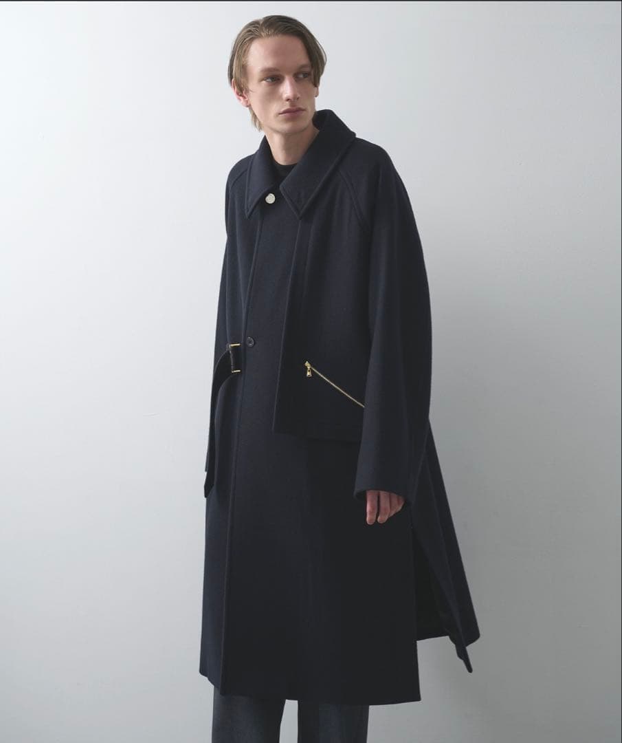 【CULLNI】ステンカラーコート　ネイビー