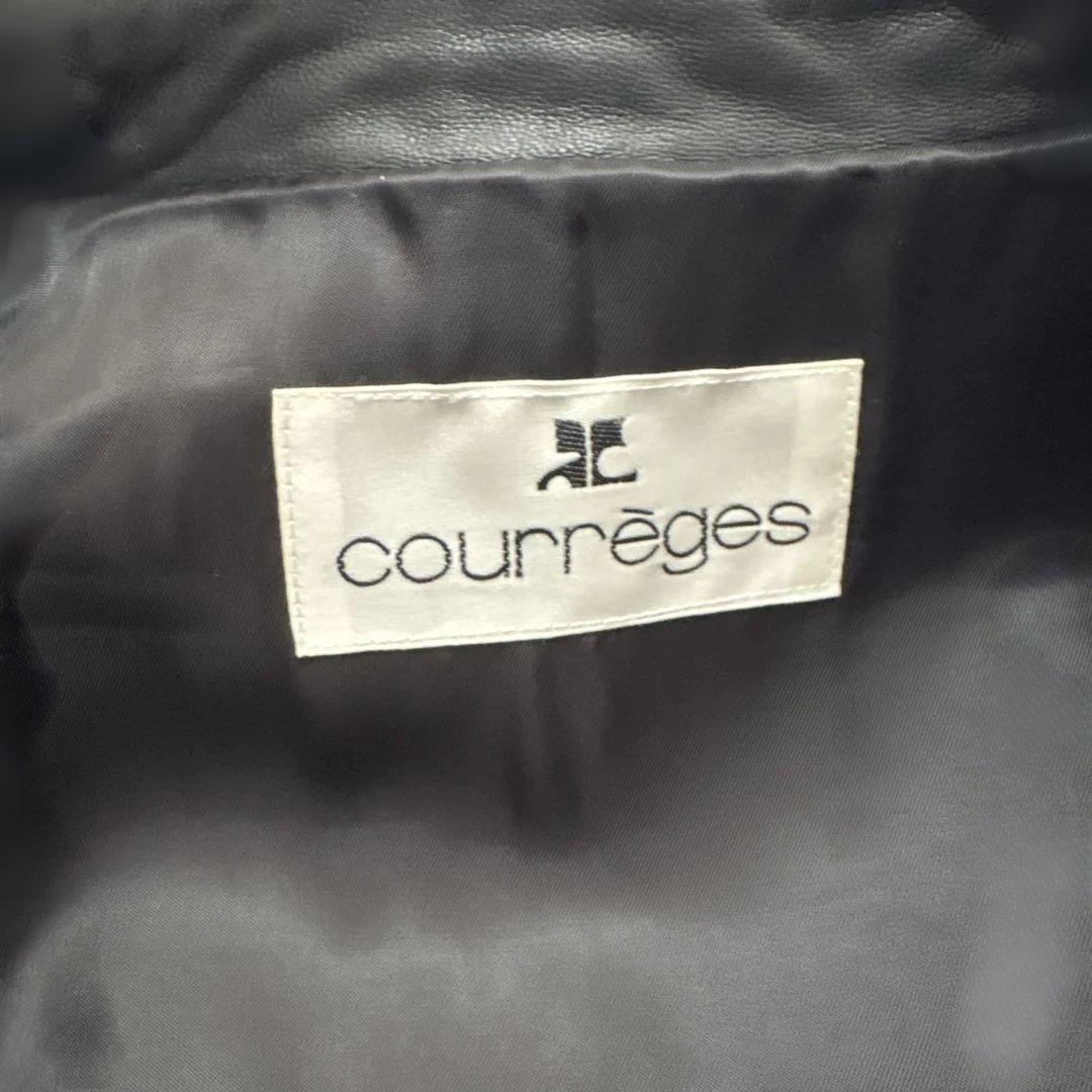 Courreges クレージュ 黒 レザージャケット 羊革