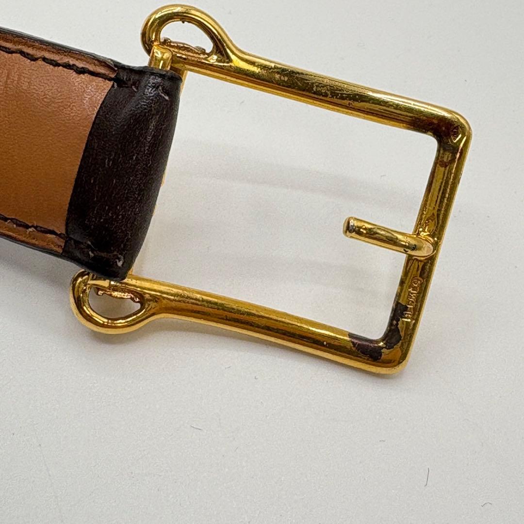 HERMESレザーベルト ゴールドバックル ブラウン フランス製