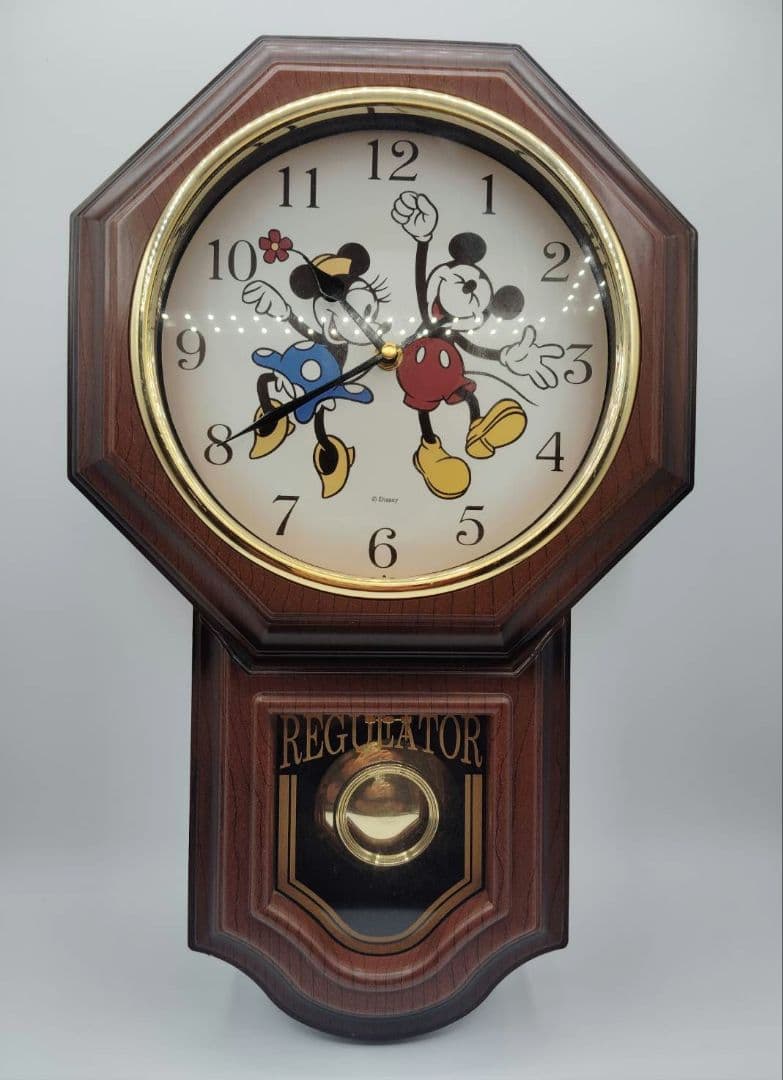 動作確認ok　ミッキー・ミニー 八角形壁掛け時計　ディズニー　DISNEY