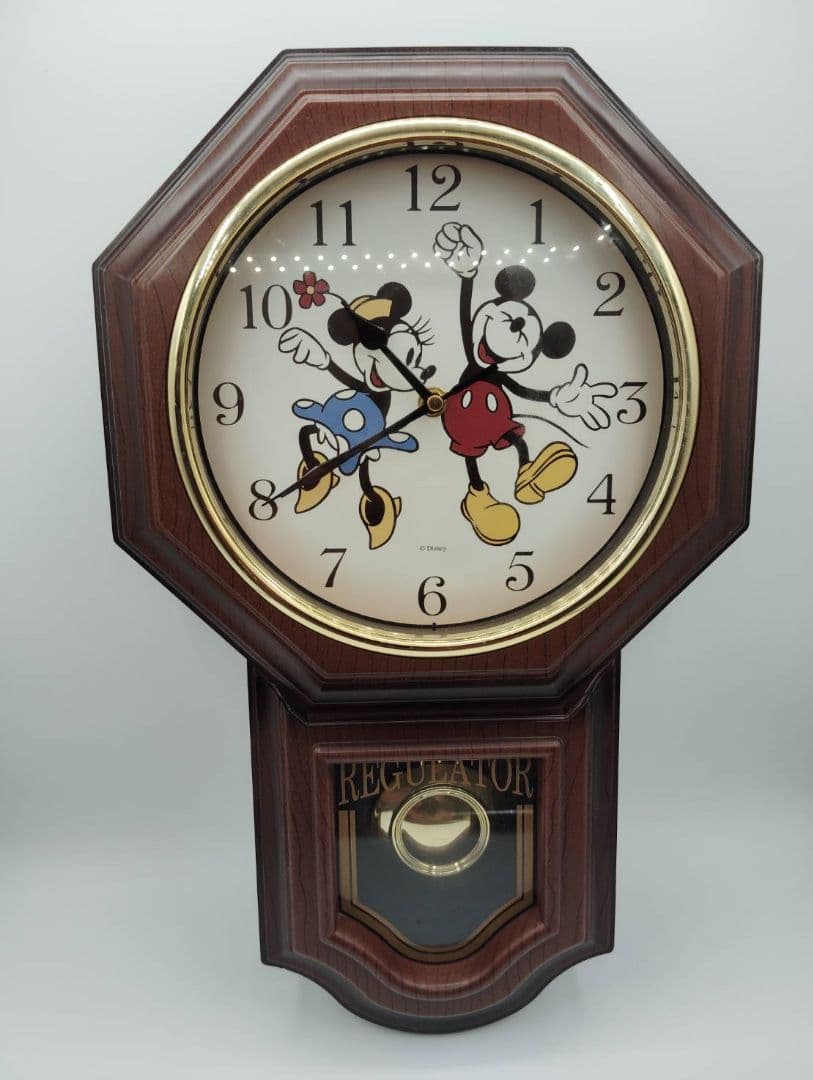 動作確認ok　ミッキー・ミニー 八角形壁掛け時計　ディズニー　DISNEY