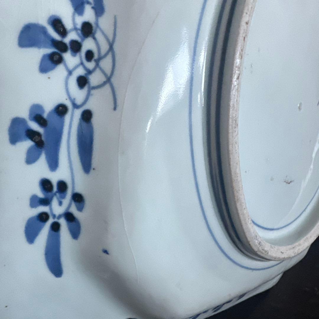 ヴィンテージ素敵すぎる青と白の八角形陶器皿