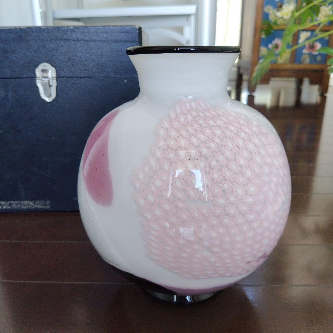 【海外骨董品】美品！アンティークベネチアングラス murano 桜フラワーベース