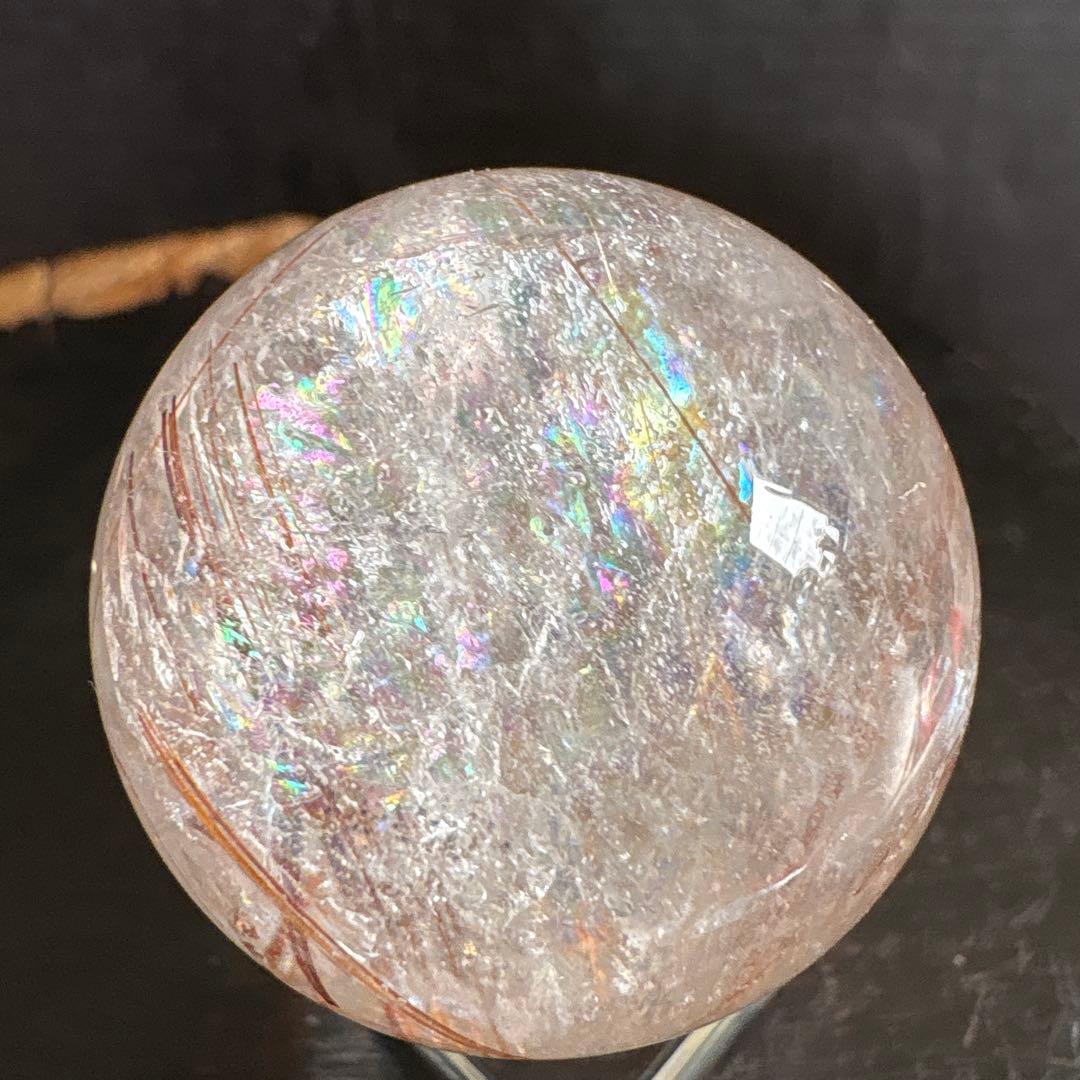 ❗️特価　❤️ 金運アップ ✳虹入り　透明感良く　レッド　ルチルクォーツ 玉②