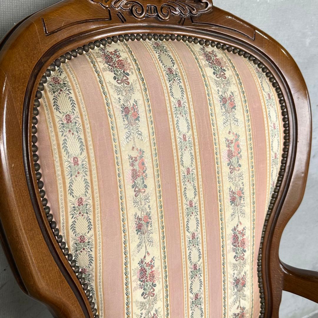 ★90s★ ロココ調 彫刻アームチェア イタリア クラシック 猫脚 彫刻