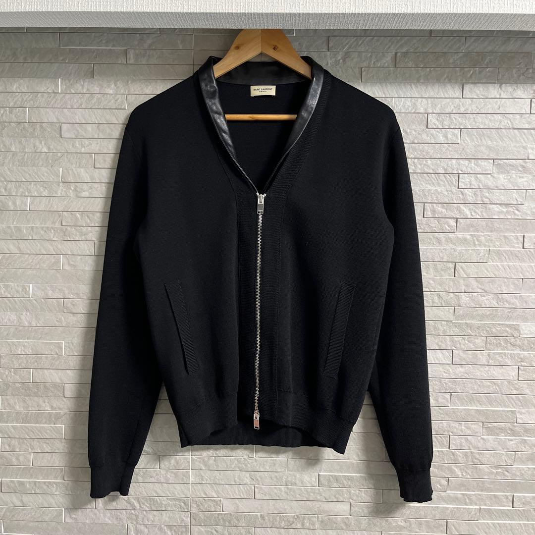 Saint Laurent Paris 12aw レザーカラーカーディガンXS
