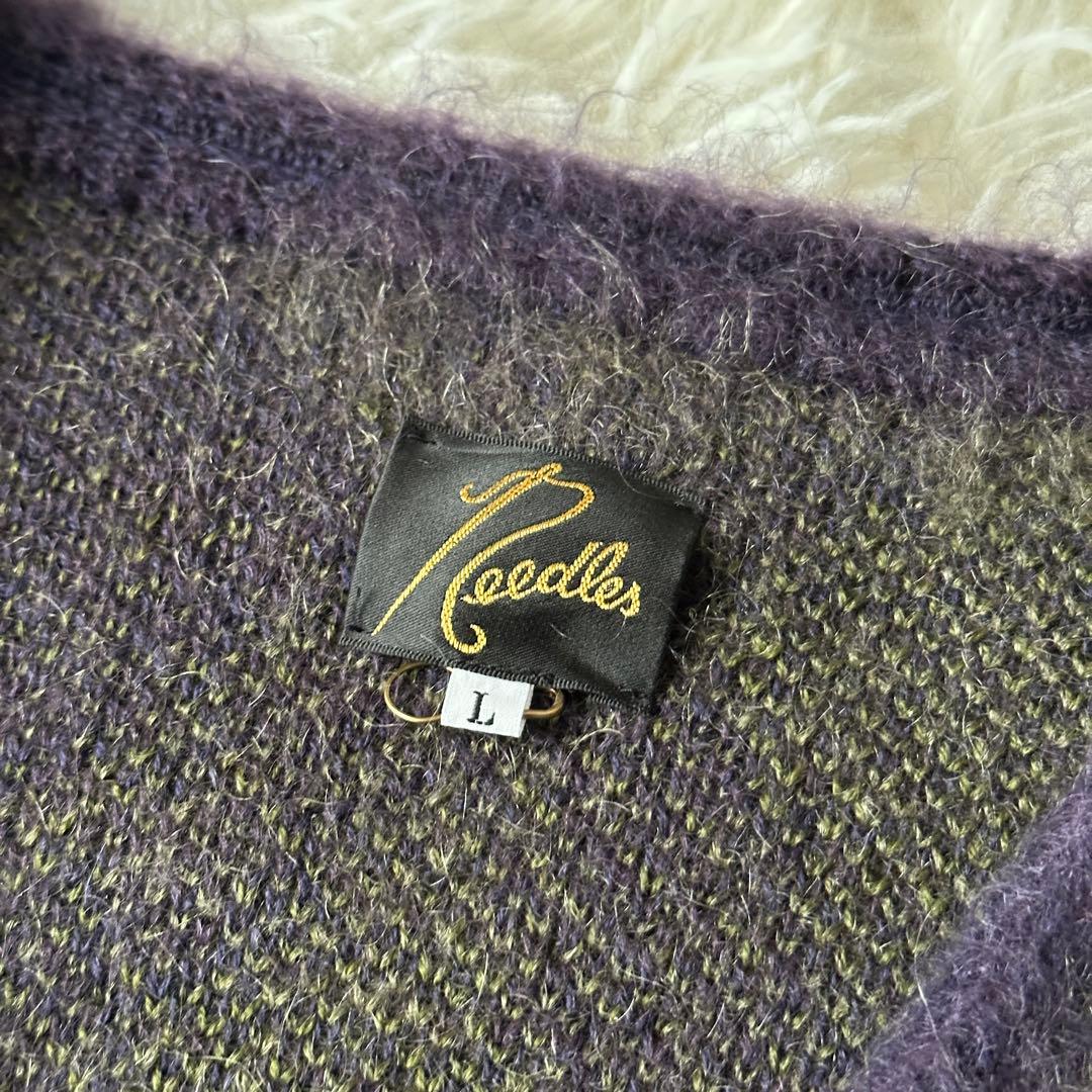 Needles ニードルズ モヘアカーディガン アーガイル L パープル