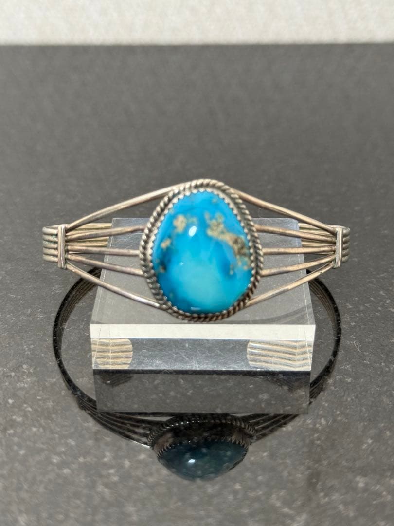 NAVAJO ナバホ PY ターコイズ1石 シルバーバングル
