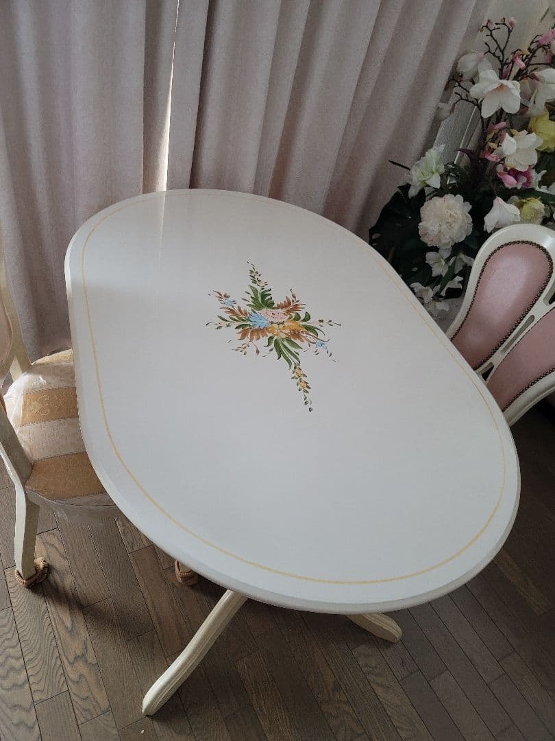 ロココ調白家具姫系ダイニングテーブル