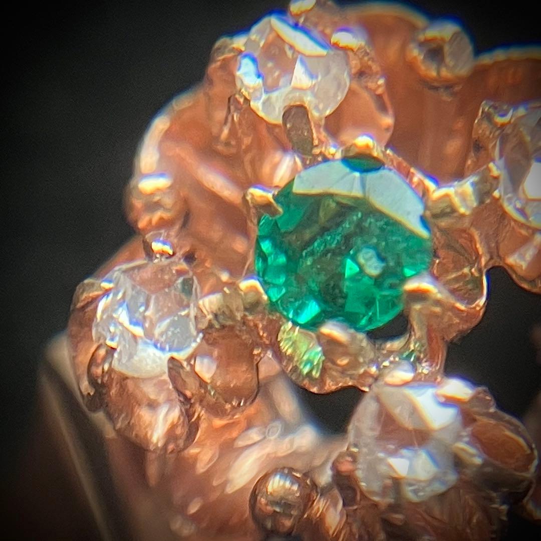 k9 アンティーク フランス　エメラルド＆ダイヤモンド　リング