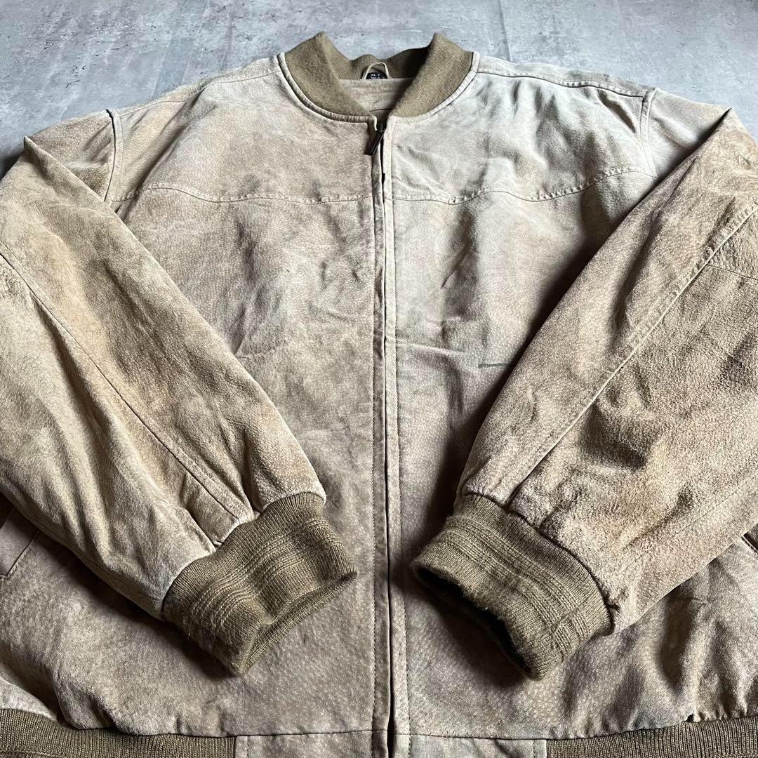 【90s vintage】レザー　ボンバージャケット　ブルゾン　フェード　本革