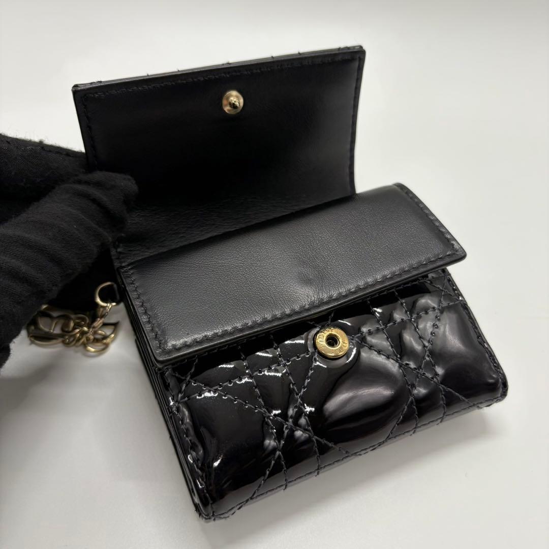 DIOR☆レディ ディオール☆エナメル☆ロータスウォレット☆カナージュ☆財布