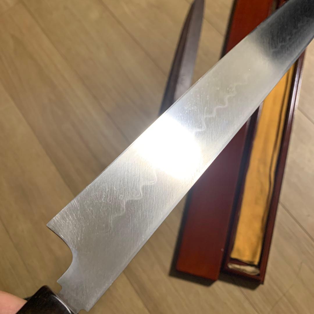 不動國行　玄海正国　水本焼き　柳　包丁　360 尺2 漆桐箱　黒檀鞘黒檀柄