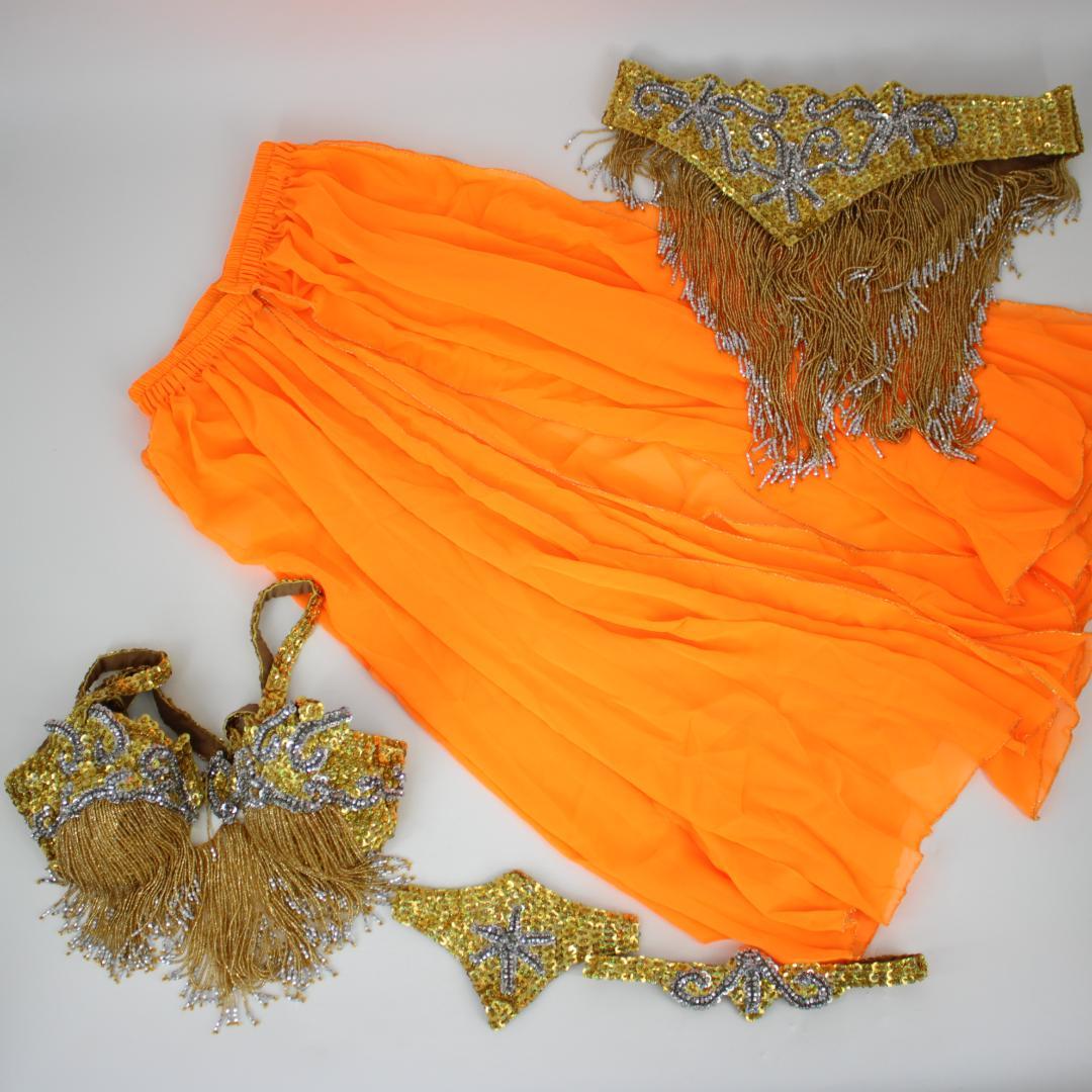 【ほぼ未使用品 ベリーダンス用オリエンタル衣装】トルコ製 ゴールドシルバー