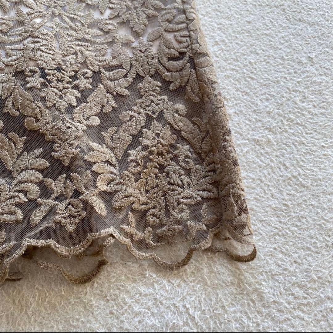 【2025年モデル】anuans エンブロイダリーレーススカート　ベージュ