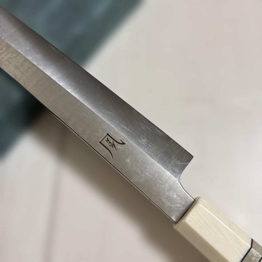 新品 柳刃 先丸包丁 9寸V金10号 人工象牙八角柄