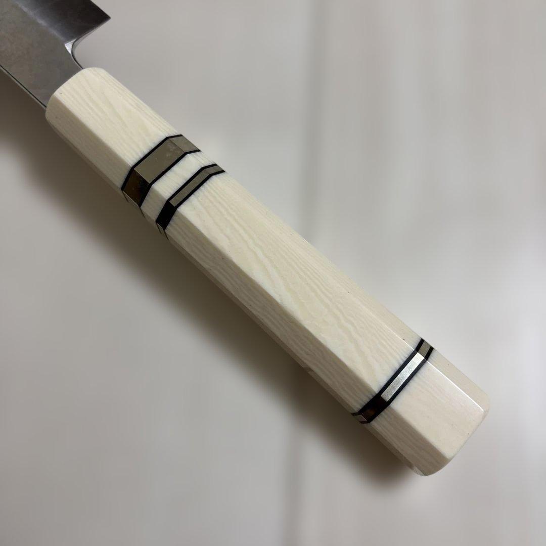 新品 柳刃 先丸包丁 9寸V金10号 人工象牙八角柄