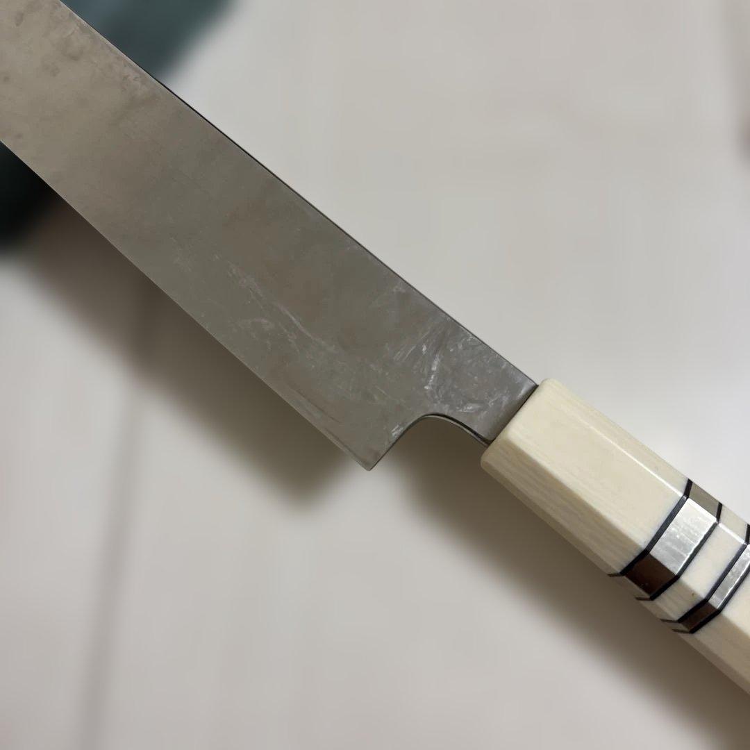 新品 柳刃 先丸包丁 9寸V金10号 人工象牙八角柄