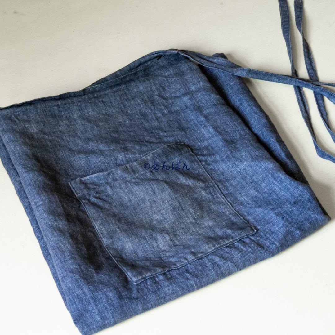 フランス購入 リトアニア リネン ソムリエ エプロン インディゴ 麻 作家もの