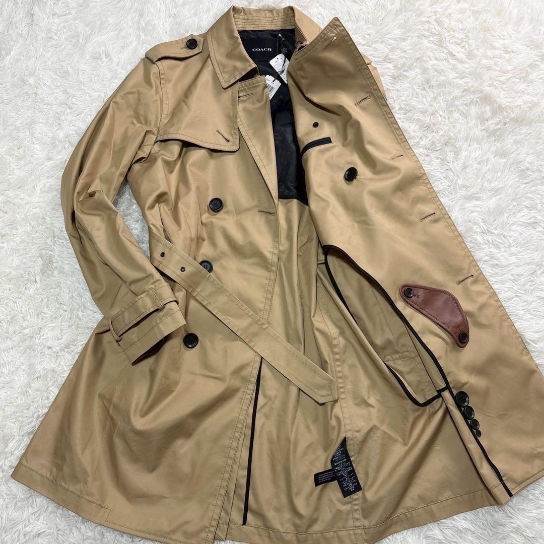 新品タグ付/L相当　COACH トレンチコート　ベルト　ロング丈　ベージュ