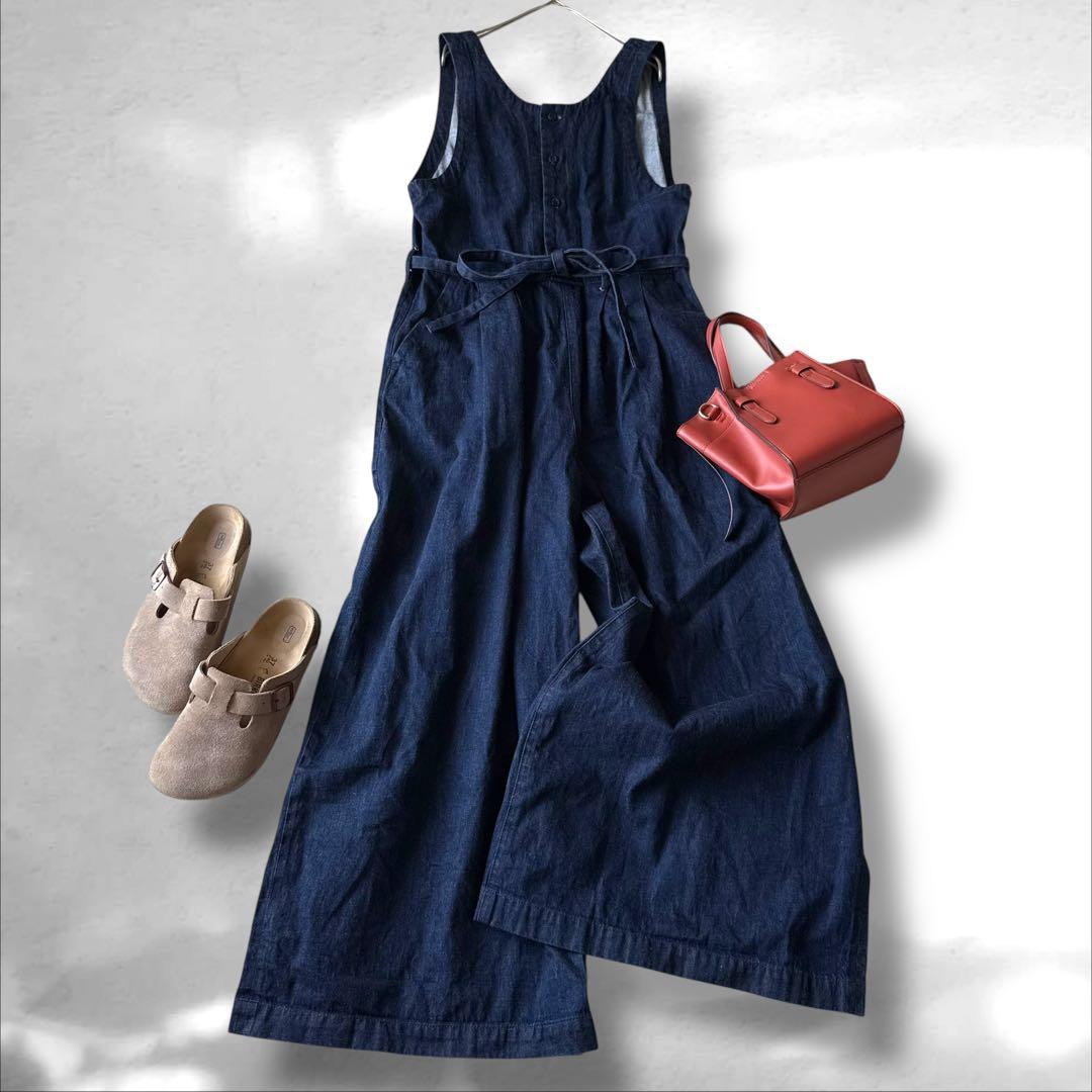 【美品】グランママドーター　デニムオールインワン　サロペット　ブルー系　S