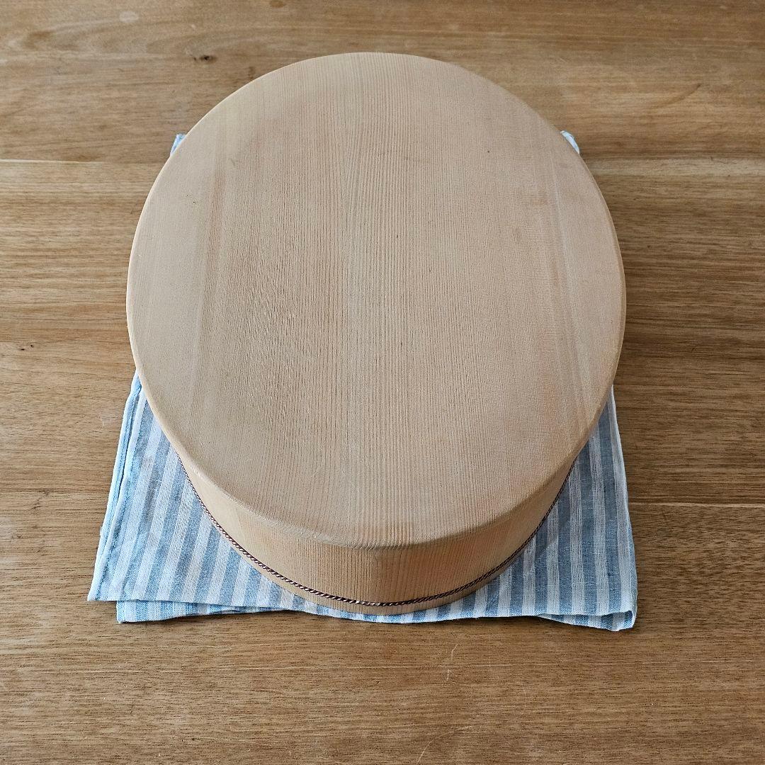 さわら　楕円の飯台 大 専用蓋付　すし桶　おひつ　自在道具　【アク抜き作業済】