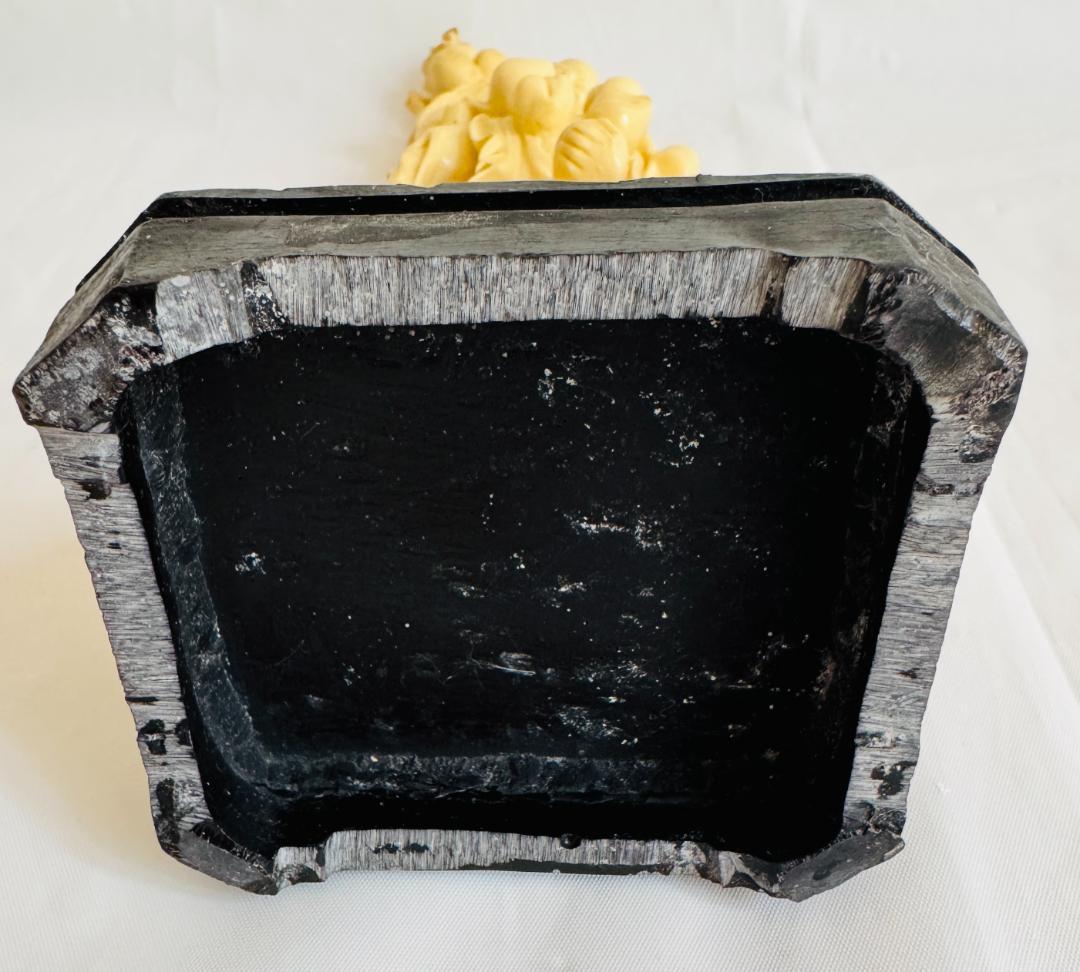 アンティーク調 樹脂製 彫刻 仙人像 寿老人 鶴 子供 桃 縁起物 インテリア