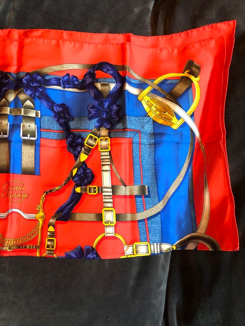 美品 HERMES エルメス カレ90 グランマネージュ スカーフ リング付き