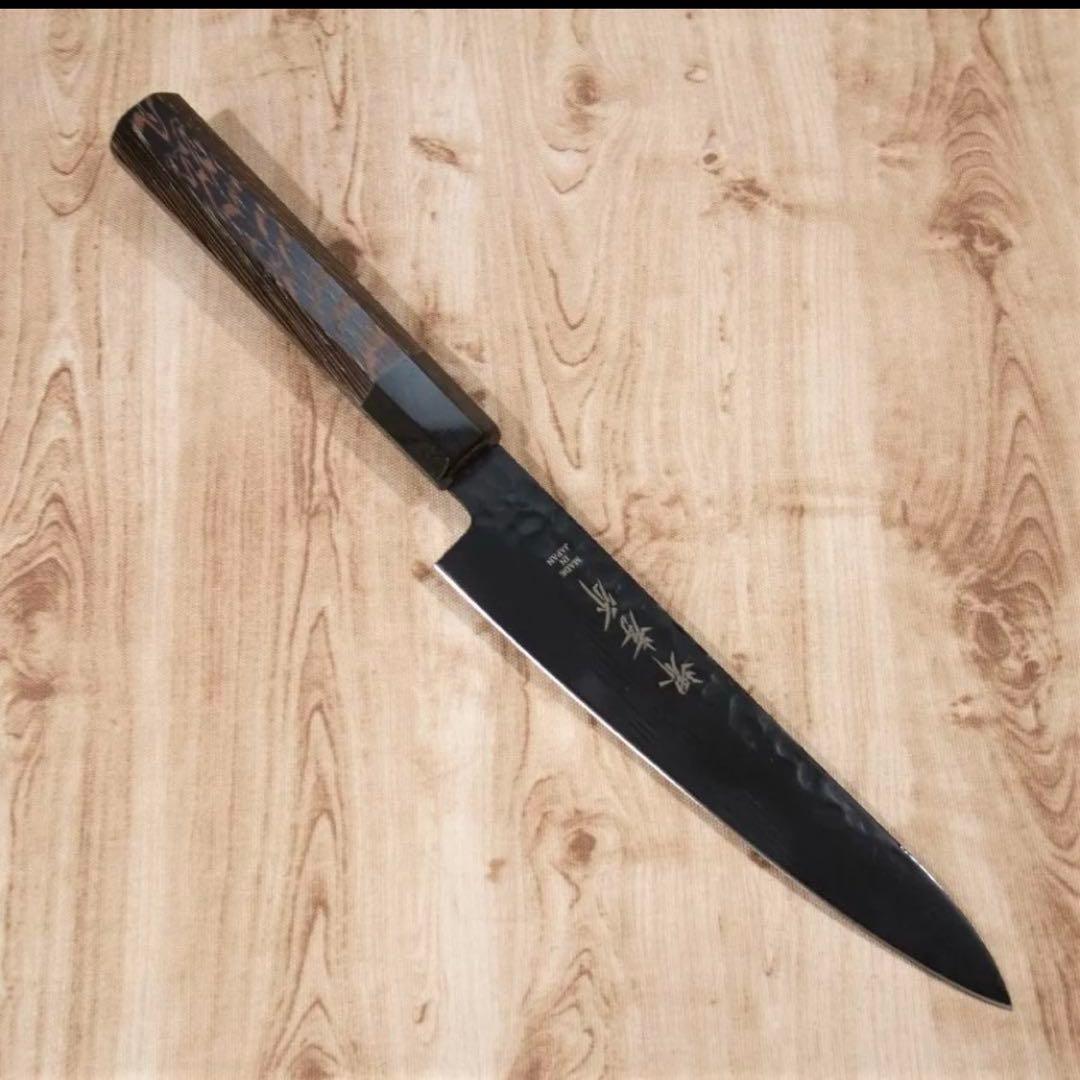 堺孝行　ペティナイフ　果物ナイフ　150mm 黒影　V金10号　青木刃物製作所