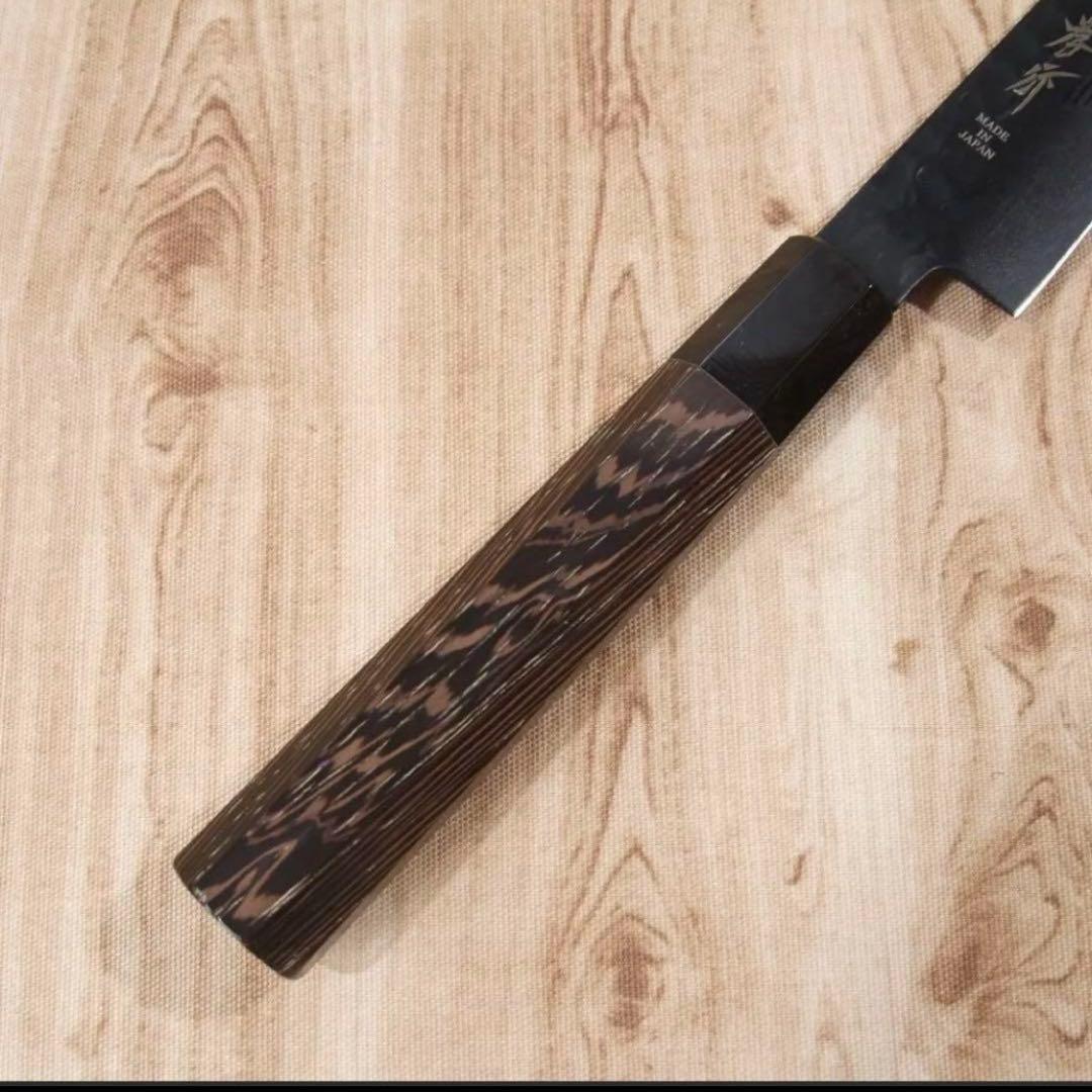 堺孝行　ペティナイフ　果物ナイフ　150mm 黒影　V金10号　青木刃物製作所