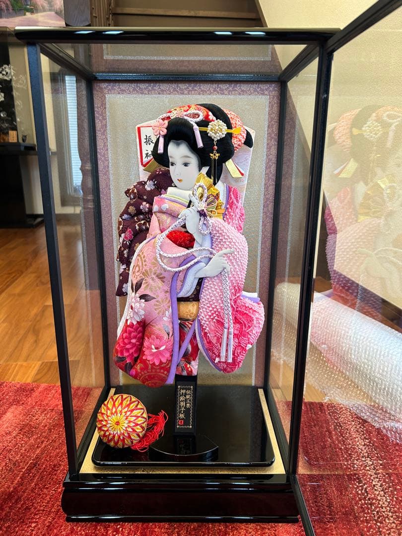 羽子板　着物人形 ガラスケース付き