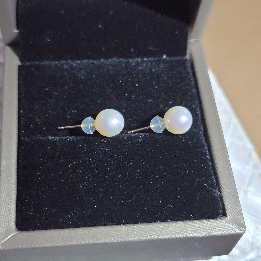 伊勢志摩産あこや本真ピアス　K18YG　7.5mm