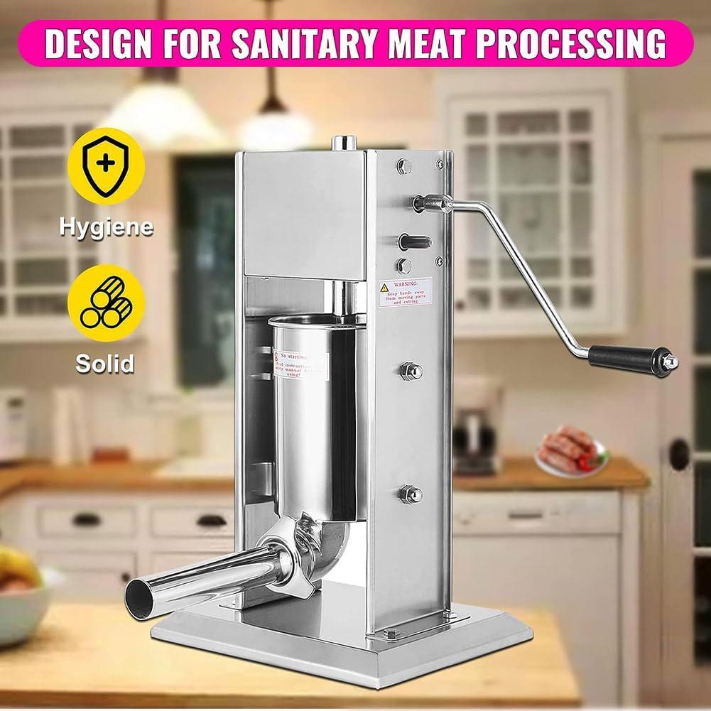 ステンレス製手動ソーセージスタッファー 5L 5つのスタッフィングノズル付き
