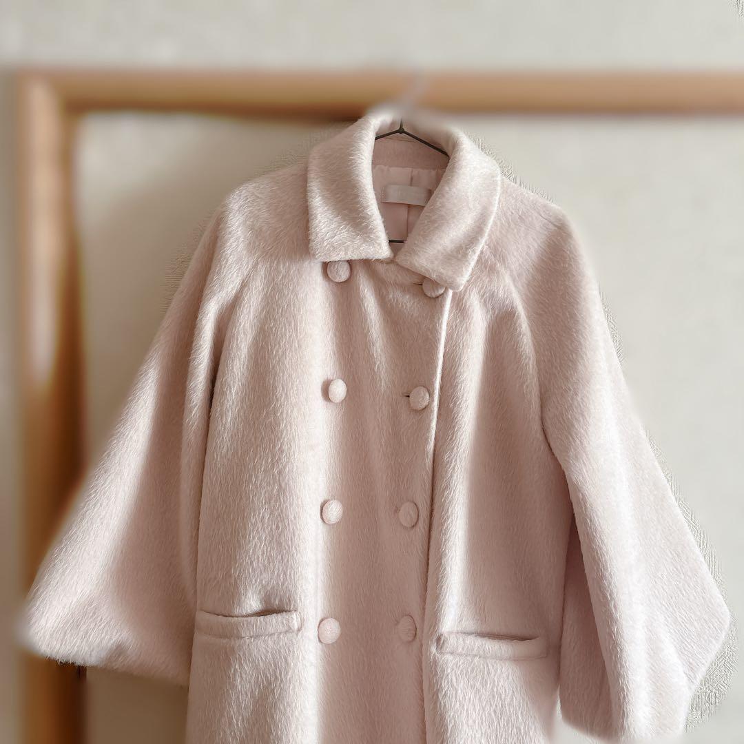 ジャケット・アウター muguet shaggy long coat pink