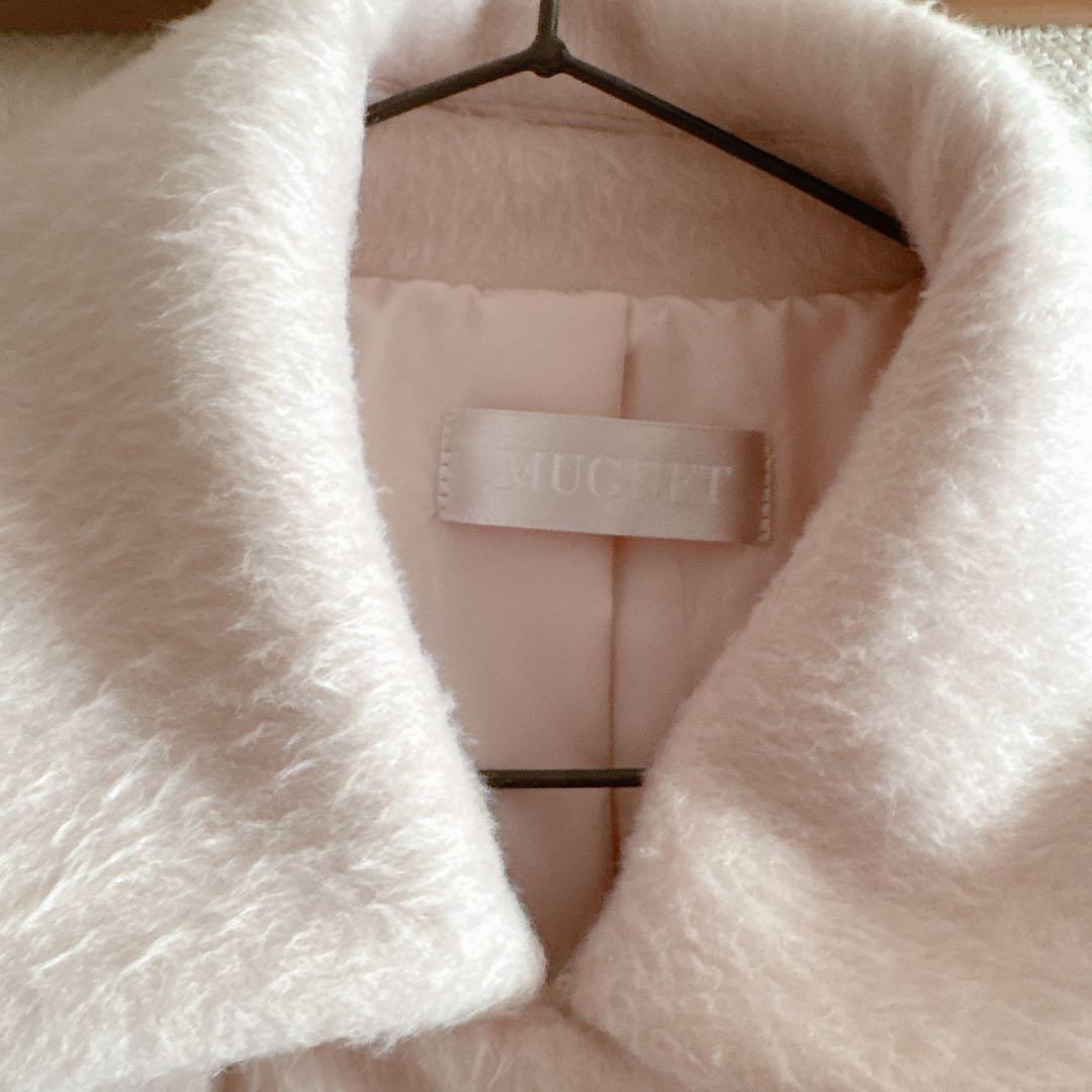 ジャケット・アウター muguet shaggy long coat pink
