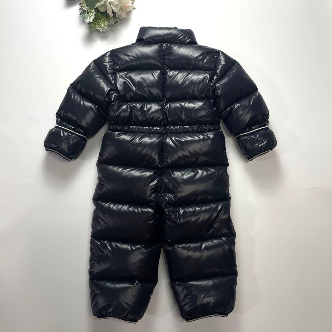 高級感✨モンクレール ロンパース ダウン サイズ80 子供服 黒 ロゴ入り 美品