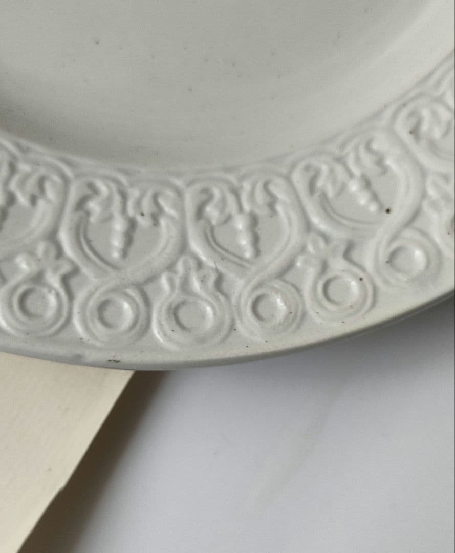 希少　美品　クレイユモントロー　レリーフ皿　フランスアンティーク