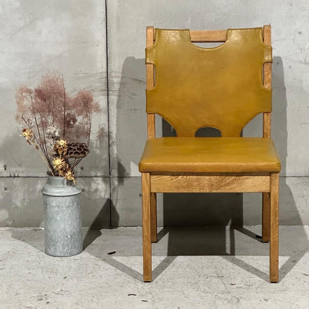 ★80s★MARUNI マルニ木工 レザー ダイニングチェア 本革 ヴィンテージ