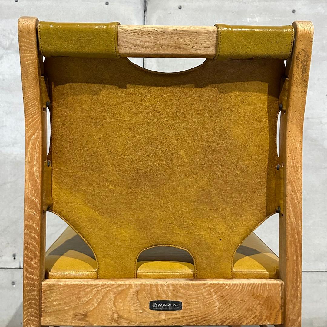 ★80s★MARUNI マルニ木工 レザー ダイニングチェア 本革 ヴィンテージ