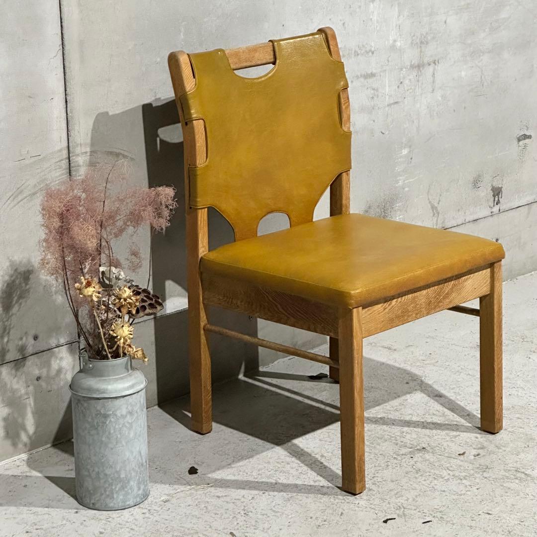 ★80s★MARUNI マルニ木工 レザー ダイニングチェア 本革 ヴィンテージ
