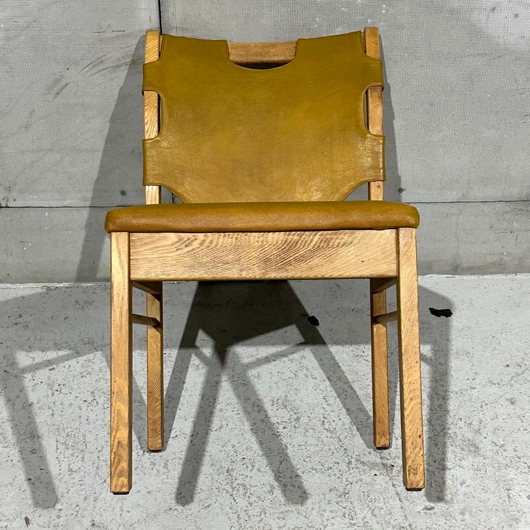 ★80s★MARUNI マルニ木工 レザー ダイニングチェア 本革 ヴィンテージ