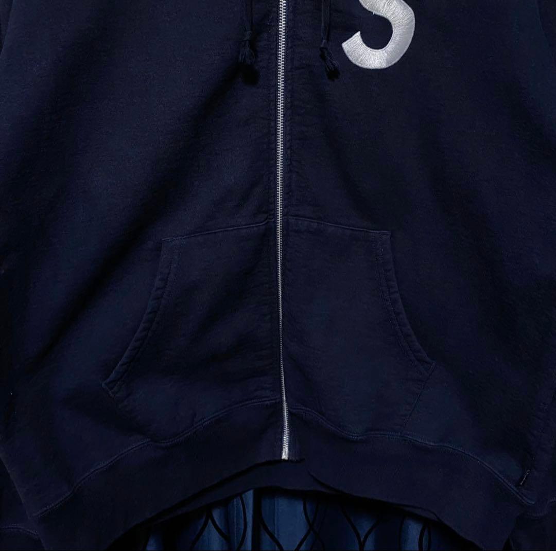 ネイビー　S Logo Zip Up Hooded Sweatshirt