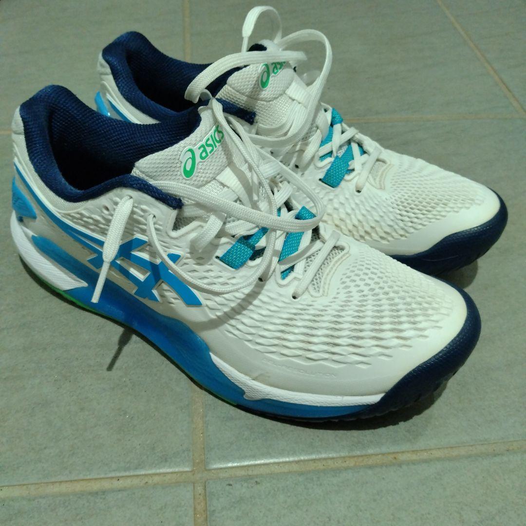 asics テニスシューズ ホワイト/ブルー