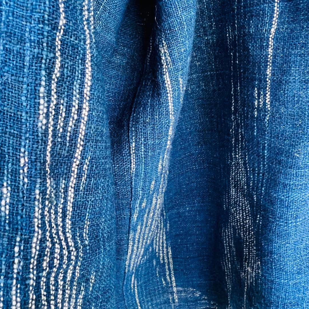 【未使用】うさとの服 usaato 藍染 絣 かすり 半袖 シャツ インディゴ