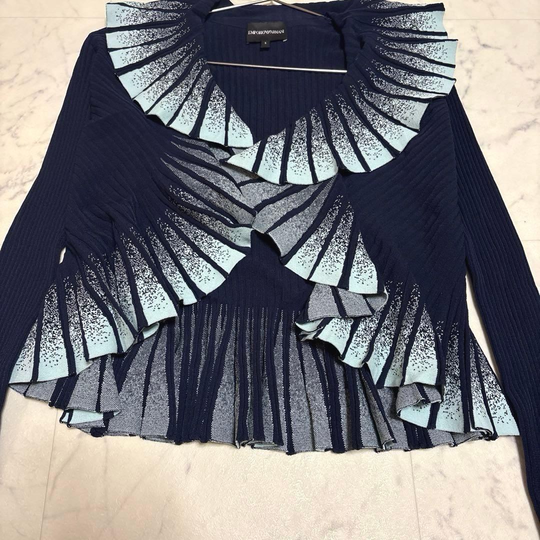 EMPORIO ARMANI グラデーション カーディガン フリル ワンピース