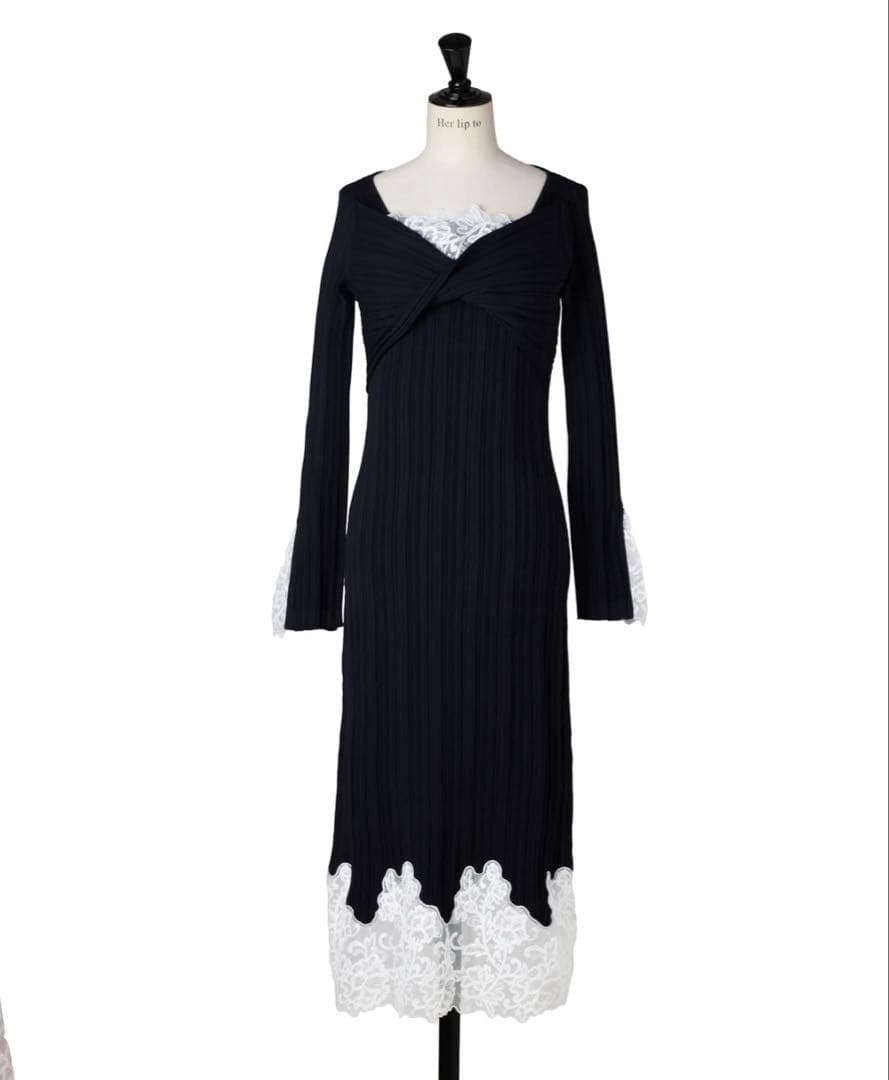 完売品　her lip to Lilou Lace Hem Knit Dress
