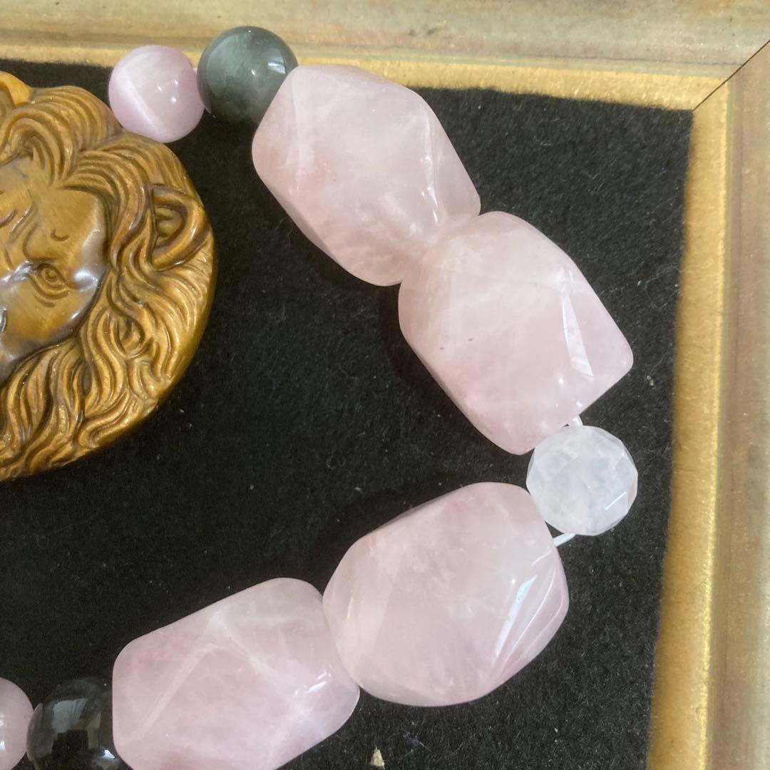 【種名　日本鹿の角】 オリジナル彫刻⭐️プリンセスローズと野獣⭐️ 虎目石　☆匿名☆