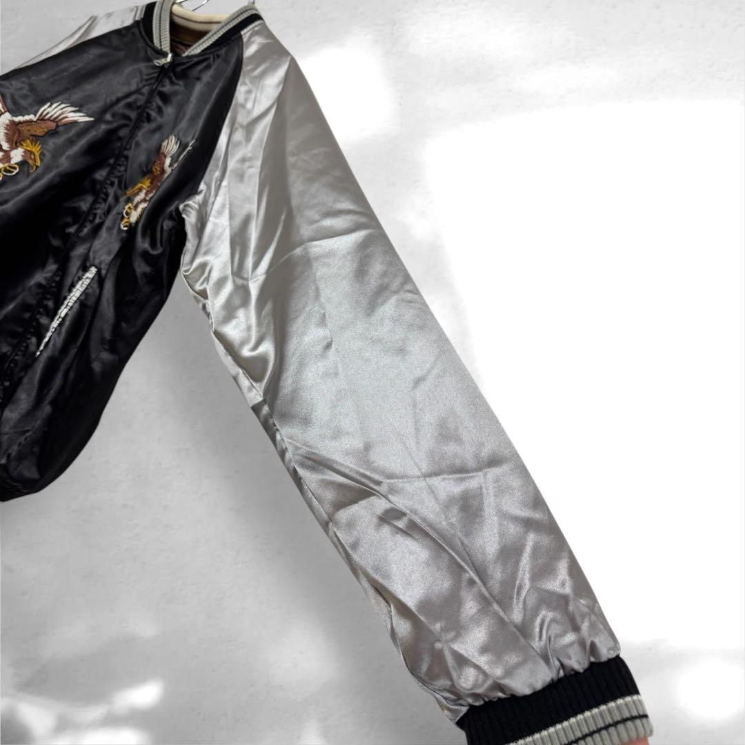 希少スカジャン リバーシブルジャンパー日本地図 鷹刺繍　ドクロ桜　M（a1