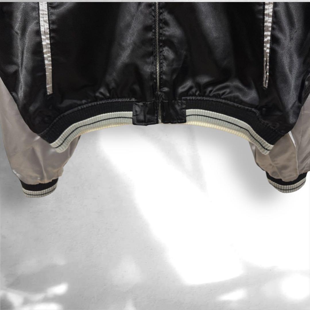 希少スカジャン リバーシブルジャンパー日本地図 鷹刺繍　ドクロ桜　M（a1