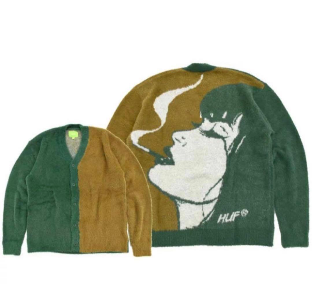 【美品】HUF バイカラー カーディガン